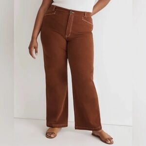 Madewell The Emmett Wide-Leg Pants: Garment Dyed Edition in Clifftop Brown 33